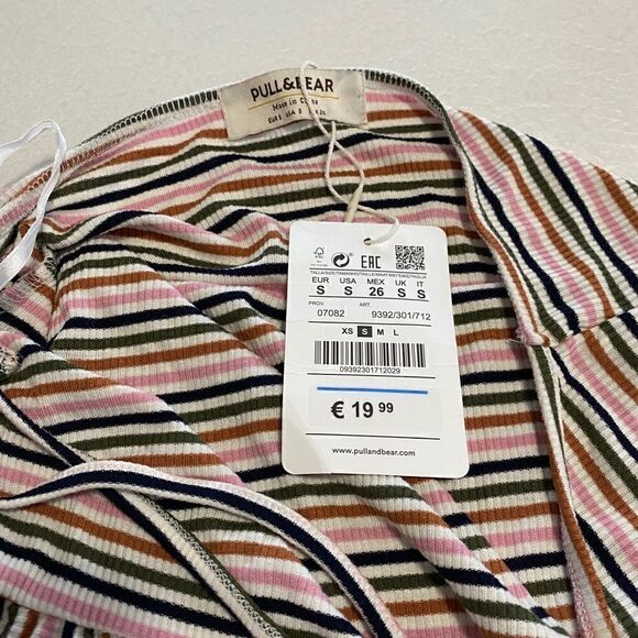 PULL&BEAR Women's Stripe Multicolor Halter-Neck Culotte Jumpsuit - Picture 5 of 13